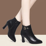 Wedding Boots Red 2021 New Genuine Leather Fashion Large Size 43 Women Ankle Boots Women Mid-heel Pointed Ladies