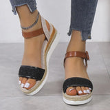 Summer Patchwork Wedge Sandals Women 2023 Ankle Buckle Platform Sandles Woman Plus Size Non Slip Casual Sandalias