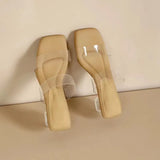 Summer Soft Platform Sandals for Women Fashion Transparent Pvc High Heel Sandalias Mujer New Clear Square Heels