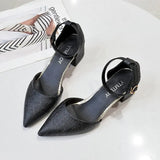 Summer New High Heels Shoes Fashion Sexy Pointed Shoes Banquet Party High Heels Ladies Sandals Square Heel Zapatos