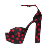 New Women's Sexy Party Shoes Fish Mouth Thick High Heel Platform Sandals Printed Large 43 Platform
