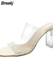 High Heels Women Square Toe Sandals Summer Shoes Woman Clear High Pumps Wedding Jelly Buty Damskie Heels