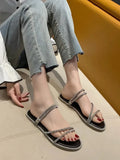 Women Slippers Flat Glitter Slides Fashion Low Pantofle Soft Jelly Luxury Summer 2023 Rubber Rome Crystal Basic