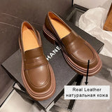 Real Leather Size 34-40 Women Loafers Fashion Platform Sexy Solid High Heels Shoes Woman Pumps Office Lady