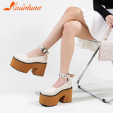 Thick Heels Platform Sandals For Women 2023 European Style Ankle Buckle Sandals Comfy Walking Lady Sandals