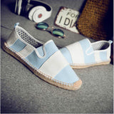 Flat Heels Men Linen Male Espadrille Fisherman Shoes Men Flats Plimsolls Striped Canvas Men Casual Shoes