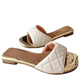 Square Toe Slippers Women Peep Toe Heel Slides Summer Shoe Women Embroidery Mule Massage Outsole Slipper Size