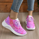 Rainbow Mesh Platform Sneakers for Women 2023 Autumn Non Slip Knitting Tennis Shoes Woman Lace Up Casual Sports Shoes