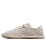 Men Canvas Shoes Breathable Men's Loafers Slip On Solid Black White Hemp Wrap Mens Shoes Espadrilles