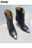 Pointed Toe Thigh High Boots for Women Sexy Rivet Stud Slip On Women's High Boots Tassel Decor Spike High Heel Botas