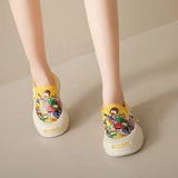 Women Platform Vulcanized Shoes 2023 New Woman Thick Sole Canvas Loafers Fashion Graffiti Sneakers Outdoor Flats Sports