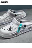 Men's Hole Shoes 2023 New Non-slip Thick-soled Casual Shoes Outerwear Beach Soft-soled Baotou Slippers Men's Slippers