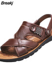 Summer New Men's Genuine Leather Sandals Men's Fashion Leather Beach Shoes Plus Size Casual Sandals Slippers for