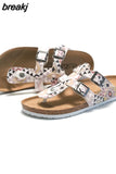 Summer Print Cork Slipper New Fashion Women Casual Beach Slip on Outside Non-slip Slides