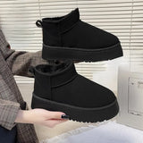 Thick Sole Round Head Women's Super Mini Boots Plush Warm Winter Ankle Boots Platform Snow Boots Women's Chestnut