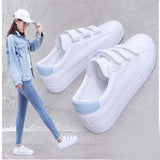 New Fashion Women Shoes Casual High Platform Hole PU Leather Striped Simple Women Casual White Shoes Sneakers Shoes