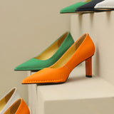 42 Simple Shoes Woman Pointed Toe Girls Dress Prom Pumps Split Leather Pump Shoes Shiny Candy