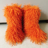 Hot Women Warm Fluffy Leather Boot Winter Plush Artificial Fur Snow Boot Outdoor Antiskid Shoe Mujer Platform Cotton