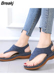 Summer Women Buckle Strap Sandals Casual Ladies Solid Clip Toe Shoes Thong Sandals Gladiator Footwear Wedges