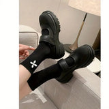 New Arrival Women Pumps Round Toe Platforms Hook&Loop Genuine Leather Thick High Heels Shoes Woman Size