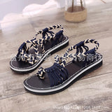 Size Summer Beach Sandals Women Clip Toe Rope Knot Flat Slippers