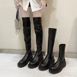 Flat Thigh High Boots Platform Women Slim Thick Sole Over The Knee Boots Women Shoes Black Winter Long Boots