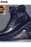 Men's Black 2023 AutumnWinter Anker Boots for Men Leather Motorcycle Botas Hombre Platform Casual Martens