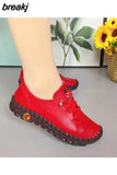 New Autumn Casual Women Shoes Platform Loafers 2023 Lace Up Leather Flats Slip-On Mom Shoe Mujer Zapatos Chaussure