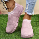 Stripe Knitted Socks Sneakers Women 2023 Spring Summer Slip on Flats Shoes Woman Plus Size Breathable Mesh Running