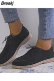 Sole Casual Shoes New Fashion Round Head Solid Spring and Autumn Suede Strapping Women's Large Flat
