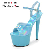 Dance Shoes Women Sexy Show Sandals 15 17 20CM High Heels Bright Color Platform Sandals Girls Shoe for Party Club
