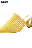 Women's Mules Slippers Pointed Toe Strange High Heels Shoes 2023 Spring Fashion Ladies Modern Slippers Size 43 zapatos de