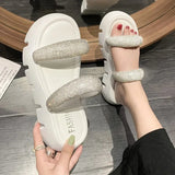 Wedge Sandals Woman Summer 2023 Chunky Platform Women Leather Slippers Thick Sole Gladiator Shoes for Women Flip