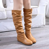 New Women's Thigh High Boots Fashion Plus Size Pionted Toe Wrinkle Flat Knee High Knight Boots for Women Botas De