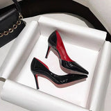 Breakj Bed Cannon Shoes Women's Fine Heel 2025 New Autumn Black Red Back 10 Cm Sexy Pointed Single