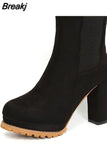 Design Gothic Boots Square Heel Platform Chunky Women Ankle Boots 2023 New Autumn Sexy Elegant Woman Shoes