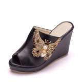 Queen 10cm Peep Toe Platform Wedges Slippers High Heels Beach Sandals