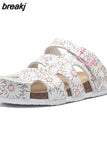New Summer Buckle Cork Slipper 2023 Casual Women Beach Outside Non-slip Closed Toe Cut-outs Slides