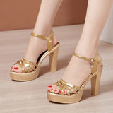 10Cm Waterproof Platform Large-Size Sandals Women Large-Size High Heels Sexy Thin Fish Mouth High-Heeled