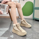 Women Winter Shoes Short Plush Platform Sneakers Vulcanize Lace-up Women Keep Warm Snow Botines Female 2023 Luxury Botas