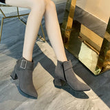 New Fashion Women's Ankle Boots Zipper Chinese Square High Heels Platform Ladies Buckle Shoes Women's Shoes