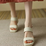 New Summer Sandals Fashion Sexy Elegant Solid Color Sandals Shallow Leaky Toe Slip-on Buckle High Heels Party