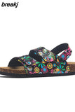 Fashion Double Buckle Cork Sandals 2023 New Women Summer Beach Casual Outside Non-slip Sandalias