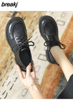 Women Genuine Leather Oxfords Shoes Hand-made Dress Classic Fashion Lace-up Block Wingtip For Ladies Girls New