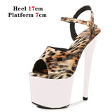 Leopard Women Shoes Pole Dance Sandals Stripper Sexy Combat Fetish High Heels Summer Platform Shoes Party Club 20 CM