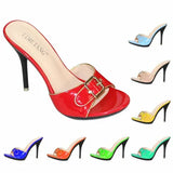 Color Slippers Women Shoes Sexy Patent Leather High Heel 10.5CM Pointed Toe Sandals Shoes Women 2023 Female Wedding