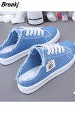 New Spring Summer Women Canvas Shoes flat sneakers women casual shoes low upper lace up white