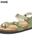 2023 New Summer Beach Cork Sandals Casual Women Outside Non-slip Double Buckle Sandalias