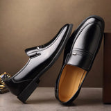 Men High Increasing Heel Split Leather Plus size EU37-48 Low Top Man's Winter Fur Loafers Business Oxfords Shoes 2020