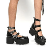 Brand New Women Solid Buckle Shallow Platform Shoes High Heel Punk Gothic Design Cosplay Pumps Women